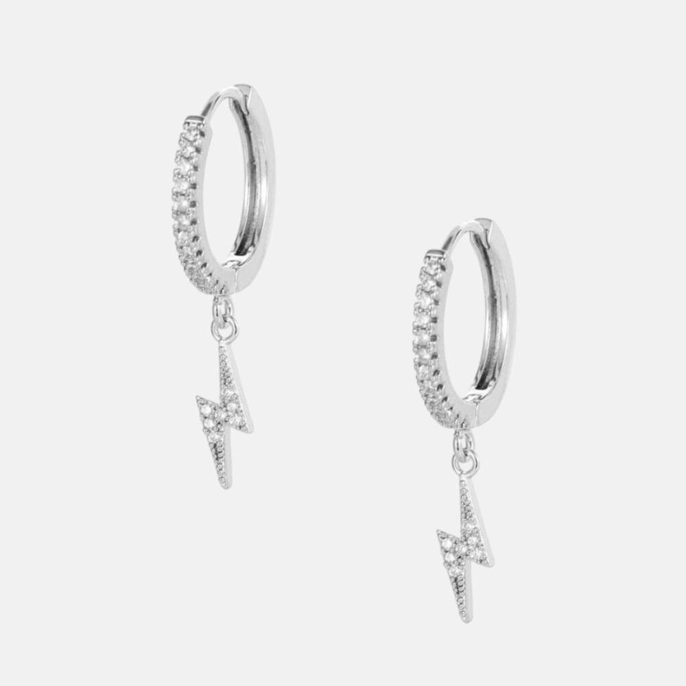Crystal Simple Lightning Hoop Earrings